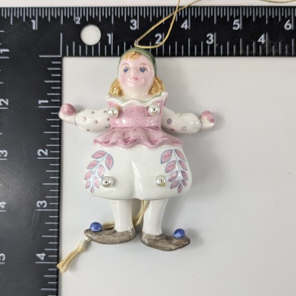Schmid Doll Christmas Ornament Porcelain Vtg Signed Jumping Jack Ballerina Girl - Picture 11 of 12